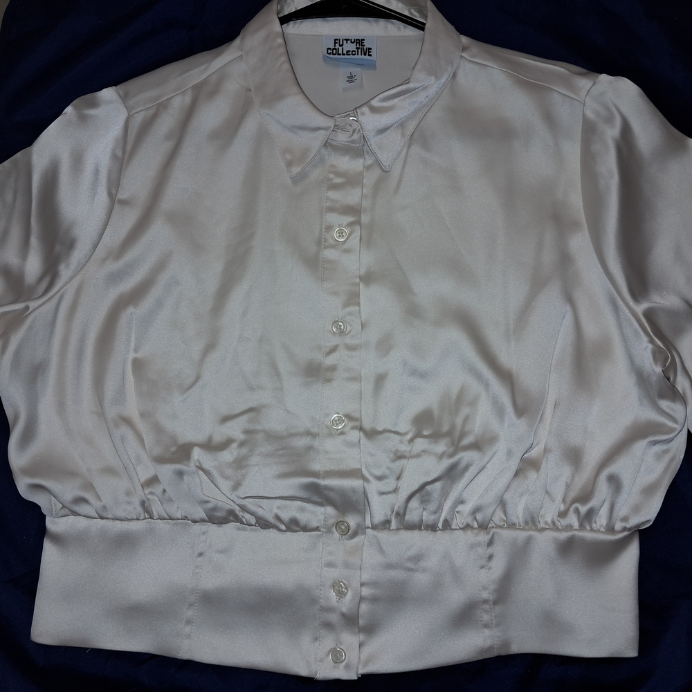 Future Collective Women's White Satin Blouse